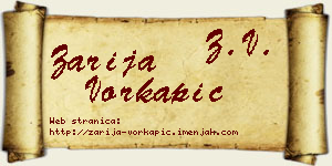 Zarija Vorkapić vizit kartica
